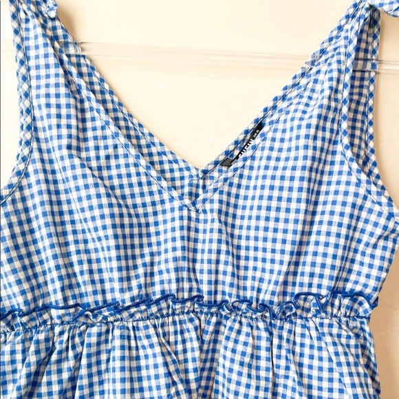 NWOT SHEIN Fringe Knotted Gingham Tank Top - Picture 4 of 6